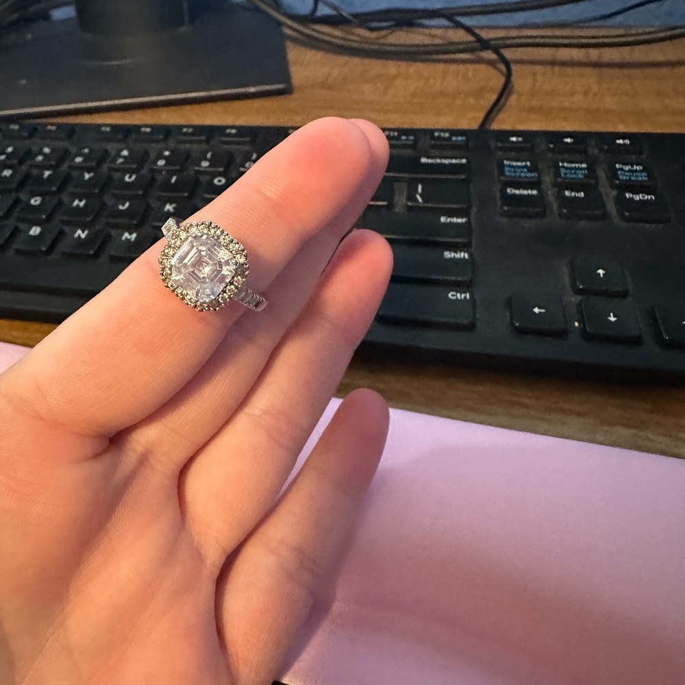 Diamond Supply Co Silver Halo Ring with Sparkling Accents